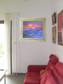 bord de mer,marine,coucher de soleil,Lumio,Corse,peinture à l'huile,atelier