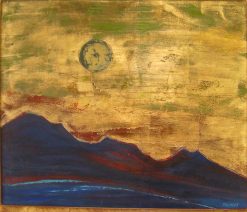 lune,montagne,ciel,or,peinture huile,atelier michele froment